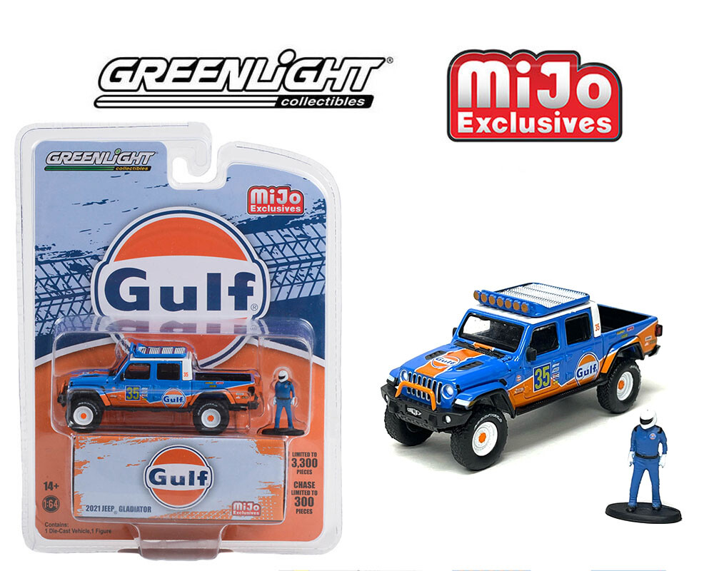 GREENLIGHT 1:64 2021 Jeep Gladiator GULF With Driver Diecast Model 51453-5C2