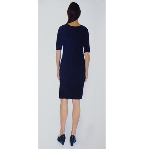 Vestido recto Mario Serrani Italia para mujer tejido texturizado elástico azul marino talla M - Imagen 14 de 16