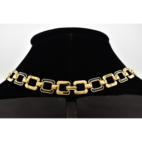 Monet Vintage Halsband Halskette schwarz Emaille Gliederkette gold klobig signiert BinL - Bild 6 von 12