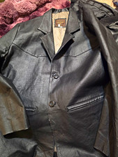 Bellagio Men's Black Leather Blazer Jacket L 2-Button Notch Lapel Pockets