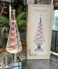 Cracker Barrel Christmas Tree Swirl Glitter Globe New In Box