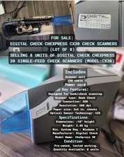 Digital Check CheXpress CX30 Check Scanners (Lot of 8) Model:CX30