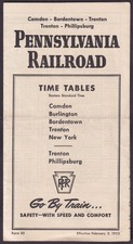 Pennsylvania RR Camden-Trenton-Phillipsburg Timetable 3 2/2 19531