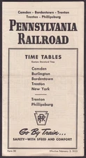 Pennsylvania RR Camden-Trenton-Phillipsburg Timetable 3 2/2 19531