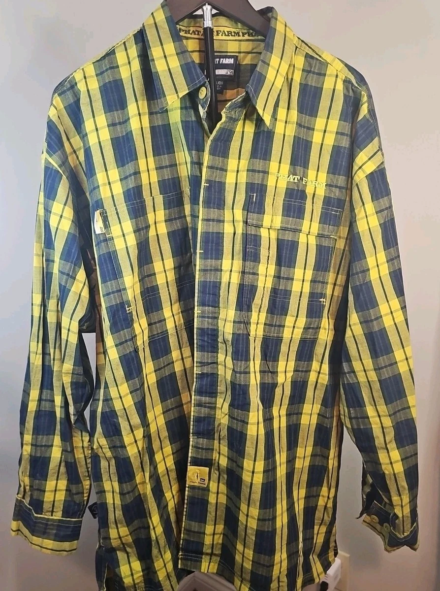 phat farm dress shirts Vintage Phat Farm PF92 Button Down Shirt Men's Extra Large Blue Short Sleeve EXC