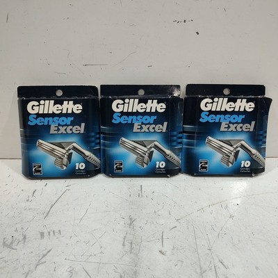 (3) Gillette Sensor Excel Razor Blade Refills, 30 Total Cartridges New Open Box