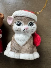 Vtg Jasco Caring Critter Chimer Adorable Christmas Cat Bell Taiwan Ceramic Cute