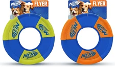 Trackshot Toss and Tug Ring Outdoor Dog Toy 2 Pack, 9 Inch Dog Tug and Fetch Toy