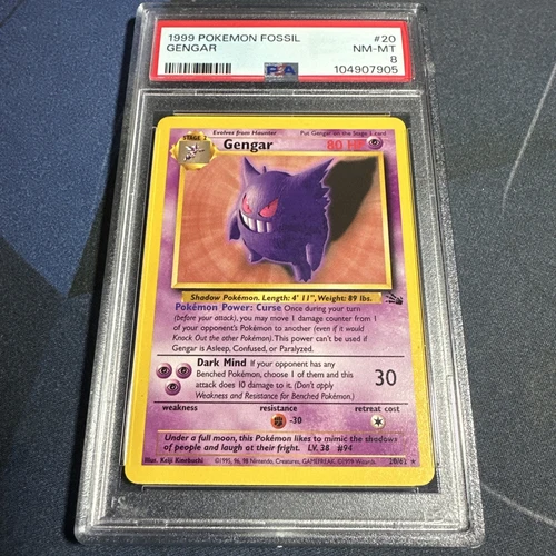 1999 Gengar Non-Holo 20/62 Fossil Set Unlimited Rare WOTC Pokemon TCG Mint PSA 8
