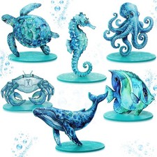 6 Sets Ocean Wooden Table Signs Beach Centerpiece Summer Under The Sea Decor ...