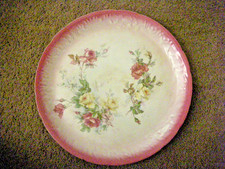 Ancienne assiette à hacher poterie à roulettes LaBelle 14 pouces roses