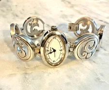 Brighton Beaumont Silver Plated Bracelet Watch Scrolled New Battery 6.25"