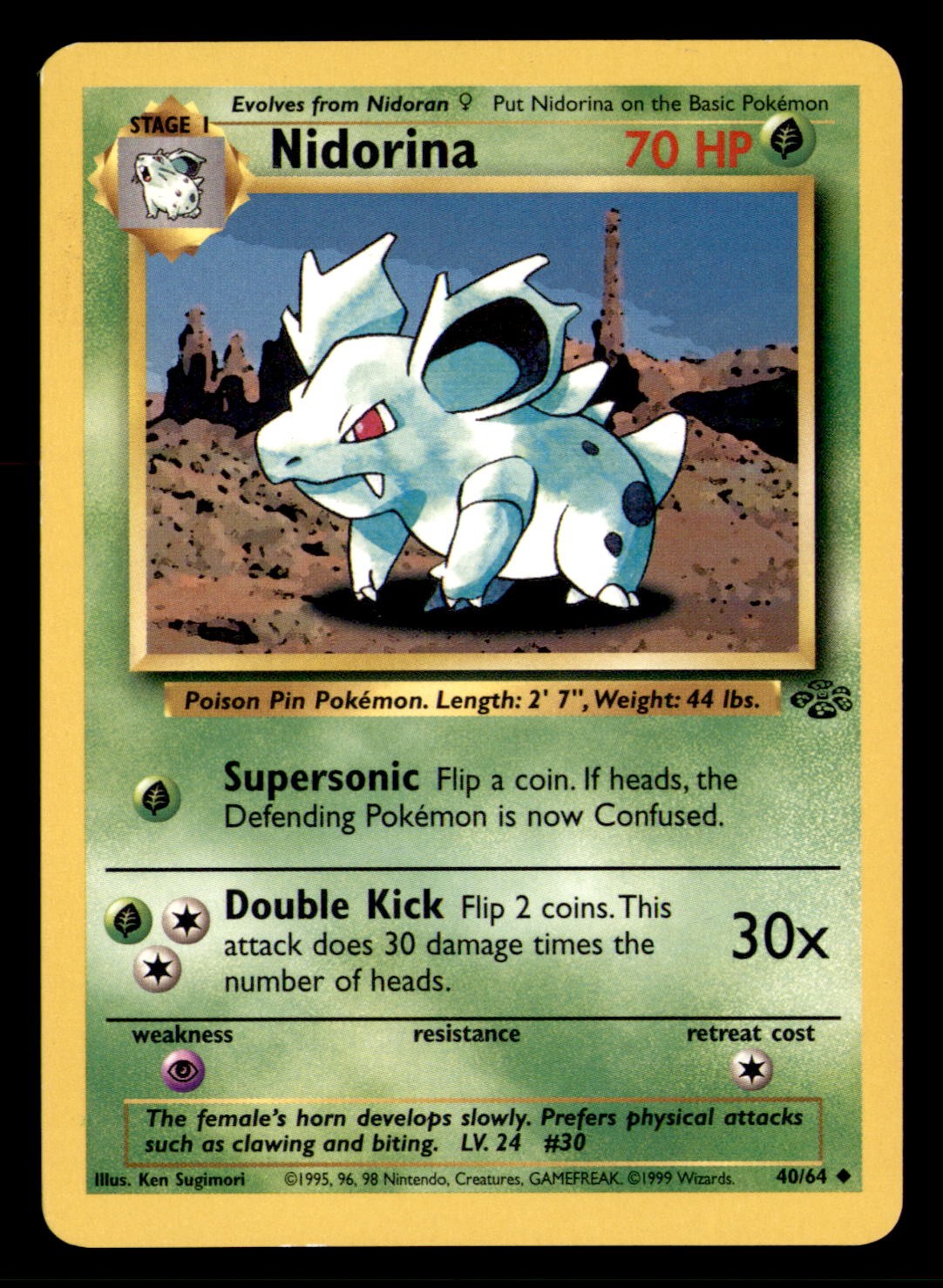 Nidorina 40/64 Uncommon Jungle Pokemon Unlimited Lightly Played