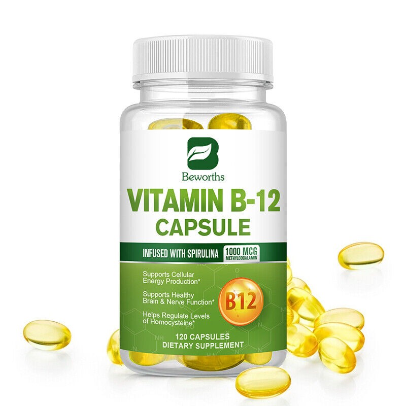 120 Capsules Beworths Vitamin B12 (Methylcobalamin) 1000mcg,Energy,Heart Health
