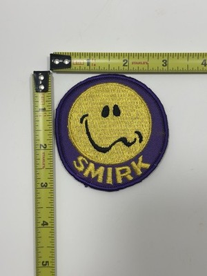 Vintage 1970s Smirk Patch Funny Smiley Face Grin Rat Hot Rod Jacket *irregular*