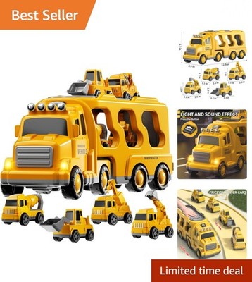 Interactive 5-in-1 Friction Powered Construction Truck for Boys & Girls 3-5