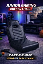 No Fear Folding Rocker Gaming Chair Lightweight Compact Black Junior/ Kids