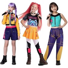 Halloween Kids Girls Dress KPop Demon Hunters Rumi Mira Zoey Costume Wig Outfit
