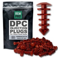 Terracotta DPC Wall Plug Set - 200 Plastic Plugs for Damp Proofing Solutions