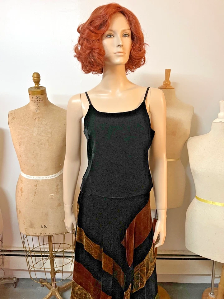 Conjunto de falda y camisola de terciopelo retazos geisha J Peterman vintage talla 6 nuevo con etiquetas Foto 2 de 4