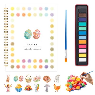 Easter Workbook - Coloring Book with 1 Workbook 12 Colors Paint Set with Brus...
