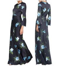Sachin Babi NWT Embellished Alex Gown Sz 2 Night Sky Blue Oculata Satin Crepe