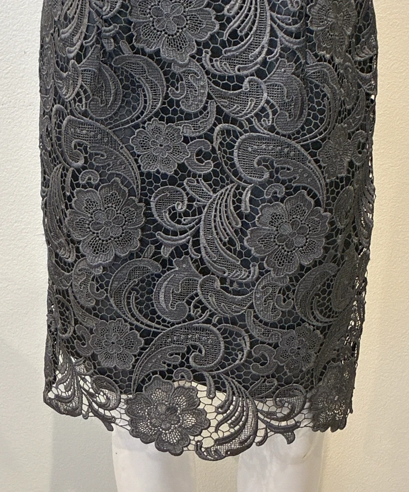 Vestido Formal Funda Encaje Adrianna Papell Talla 10P Gris Forrado Madre de la Novia Foto 3 de 4