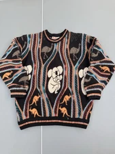 Vintage 90s Multa Classics Coogi Style Wool Sweater Koala Kangaroo Emu Design S