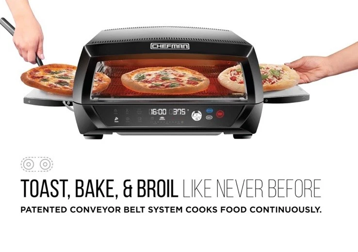 Horno tostador transportador de alimentos Chefman, cinta móvil para tostar pan Foto 2 de 4