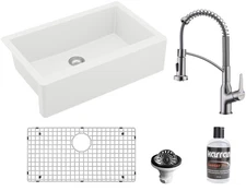 Karran USA QA740210 Quartz QA 34" Farmhouse Single Basin Quartz - Stainless