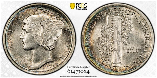 1920 Mercury Dime PCGS AU58