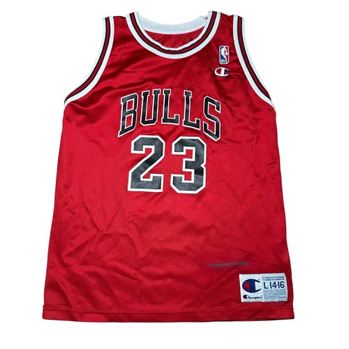 Vintage Kids Champion Chicago Bulls Michael Jordan 23 Basketball Jersey Size L