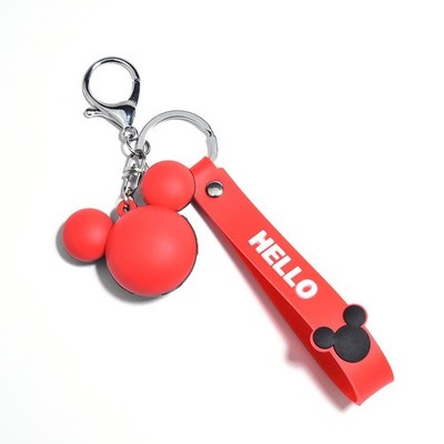 Cute Mickey Mouse Keychain Creative Car, Bag Pendant Key Ring Gifts - Red