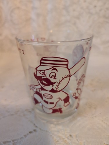 Cincinnati Reds Mr Redlegs Mascot One Double Old Fashion Rocks Glass Vintage MLB