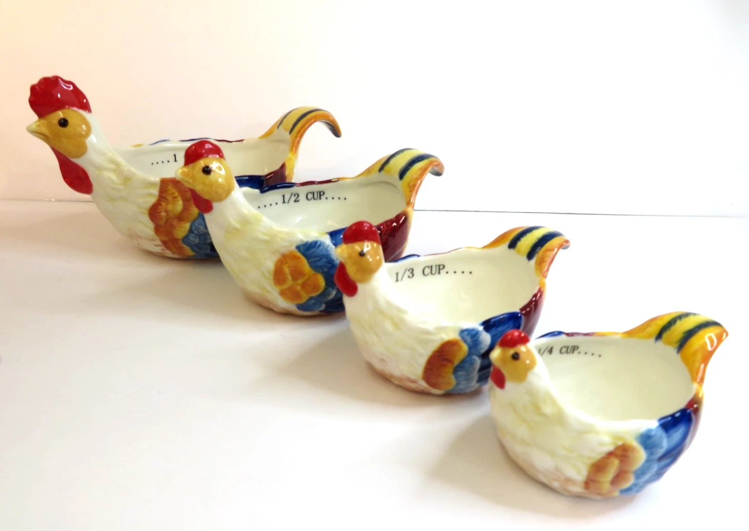 Cosmos 31983 Blue Rooster Measuring Cups 4 Pieces NEW