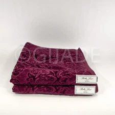 2Pc Bella Lux 100% Cotton Bath Towels Velour Burgundy New