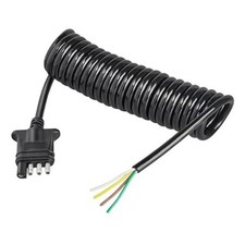 4 Way Flat Trailer Wiring Harness Coiled Cable 10.5 Feet, Stretchable 4 Pin