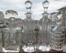 Lot of 4 Mixed Shape Clear Glass With Stopper Fancy Perfume Bottle One Bid Buys