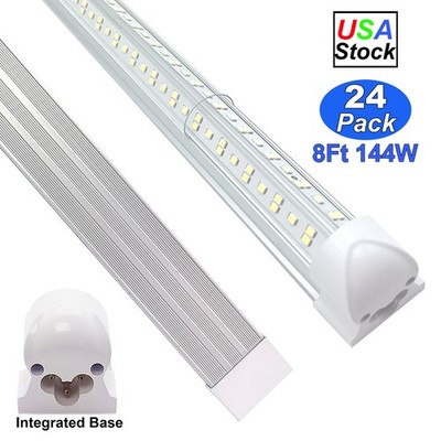 24 Pack 8' Led Garage Shop Lighting 144W T8 8 Foot Led Tube Light Fixture 6500K