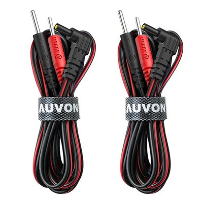 AUVON 2 x TENS Unit Electrode Lead Wires, Premium Wires with Soft Black 
