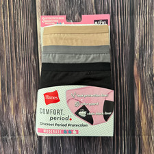 Hanes Women's Comfort Period Moderate Protection Stretch Bikinis Size 9/2XL