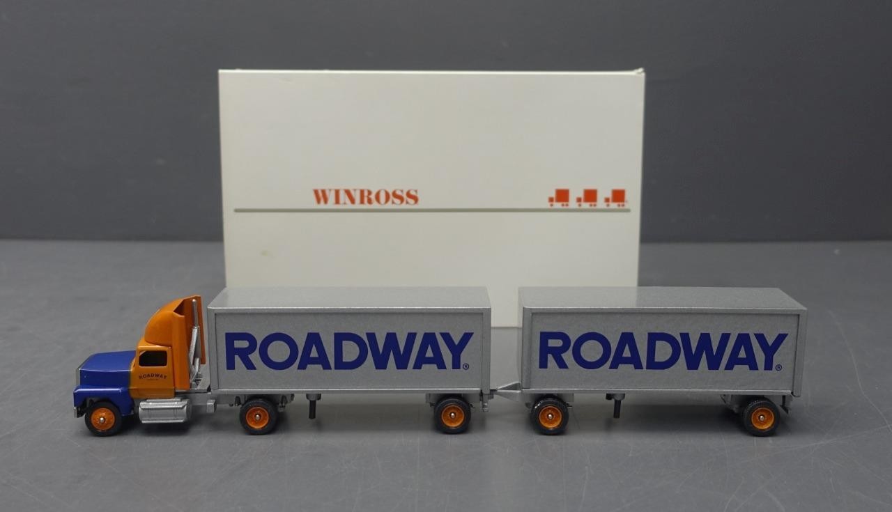 WINROSS Roadway Double Tractor Trailer 1/64 Die Cast Metal Truck Model