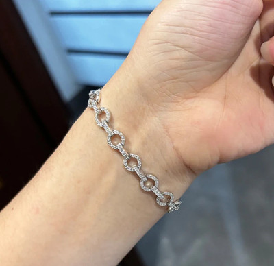 1.8ct Round Cut Lab Created Diamond Test Pass VVS1/D 18cm 18K Gold Bracelet