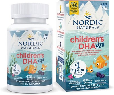 Nordic Naturals Kinder DHA Xtra 636mg Omega-3 - 90 Mini Softgels Berry Punch
