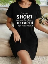 Women’s Funny Quote T Shirt Dress Short Sleeve Casual Loose Mini Dresses ↔