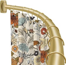 Curved Shower Curtain Rod 35-82In 2.9-6.8Ft , Gold Round Rustproof Shower Rod