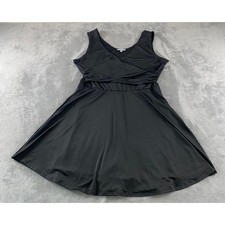 White Birch Womens 2X Black Surplice V-Neck Ruched Waist Fit & Flare Dress