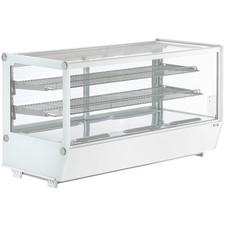 48" White Refrigerated Square Countertop Bakery Display Case with LED Lighting