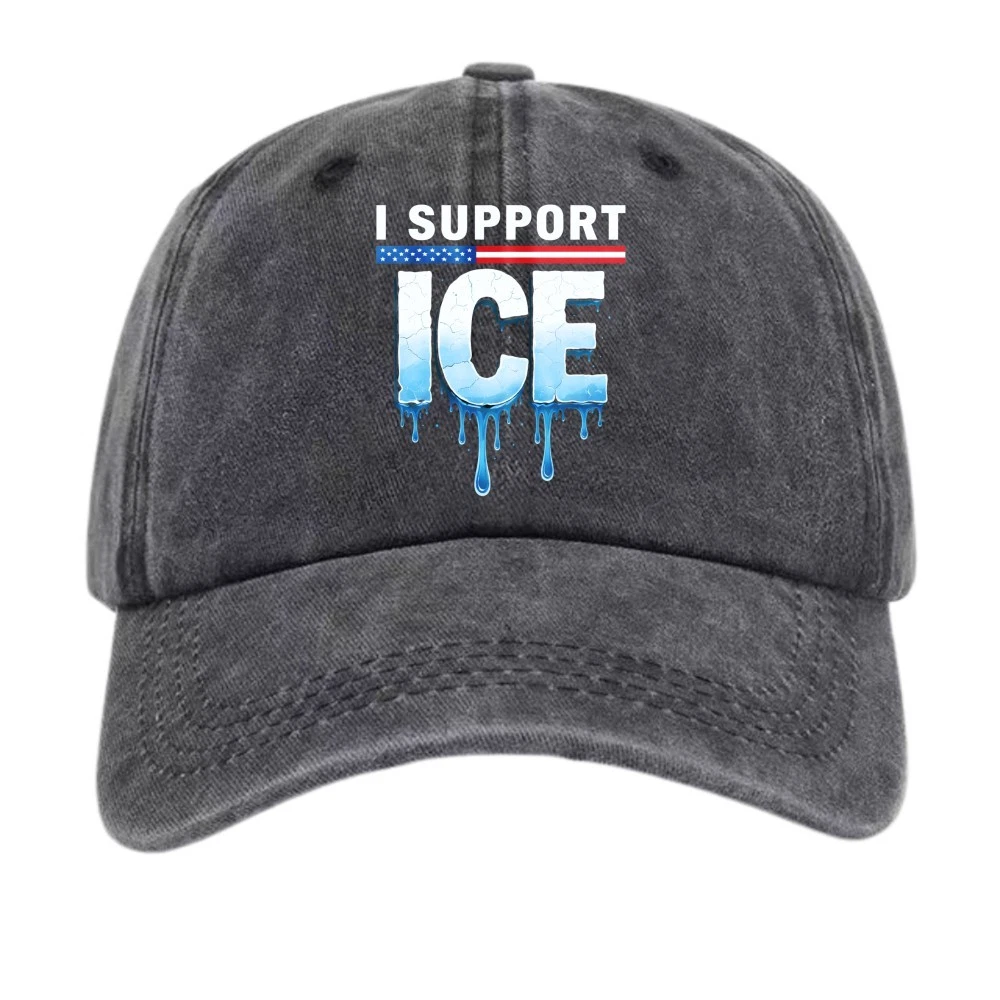 I Support ICE Design Dad Hat Political Statement Adjustable Baseball Cap Unisex