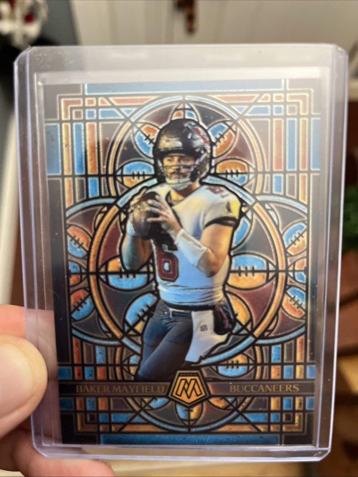 2025 Mosaic Baker Mayfield Stained Glass #24 SSP Case Hit Tampa Bay Buccaneers